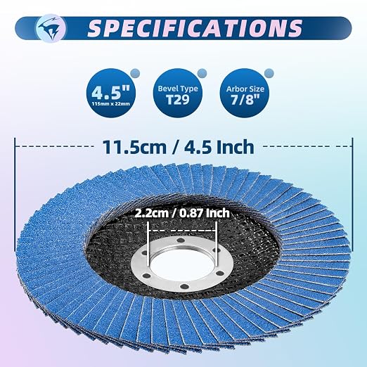 10 Pack Flap 4 1/2" x 7/8" for Angle Grinder, 40 Grit T29 Flap Sanding Discs, 4 1/2 Inch Grinding Wheels, Zirconia Grinding Discs for Metal, Wood, and Stainless Steel Finishing