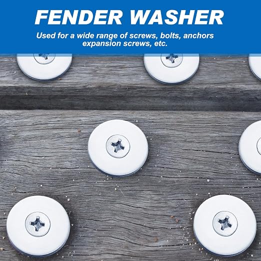 Hotop 100 Pieces Stainless Steel Fender Washers 18-8 Stainless Steel Flat Washer (1/4" X 1-1/2")