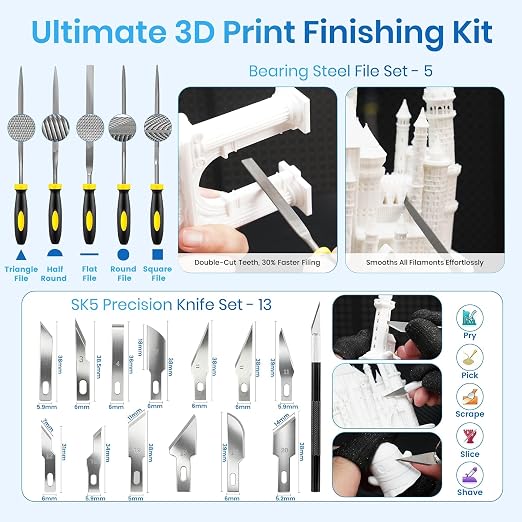 184Pcs 3D Printer Tools Kit with Hanging Organizer, 3D Printer Accessories, Cordless Rotary Tool, Heat Gun, Digital Soldering Iron, PTFE Nozzle Anti-Stick Coating, for All FDM/SLA, Bambu Lab, Ender 3