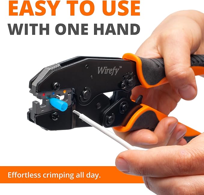 Crimping Tool for Heat Shrink Connectors - Ratcheting Wire Crimper - Crimping Pliers - Ratchet Terminal Crimper - Wire Crimp Tool by Wirefy