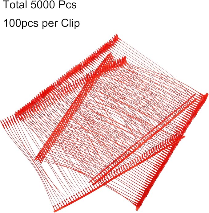 uxcell 5000pcs Standard Tagging Gun Fasteners 75mm Tagging Barbs Pins PP Plastic Tag for Price Tagging Gun, Clothing Tags Gun Attachments for Clothes Bag Fabric, Red