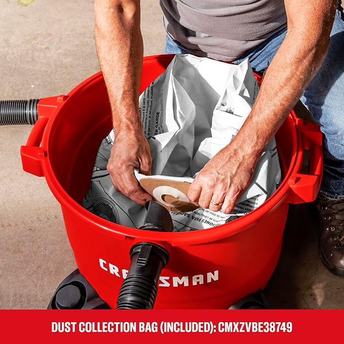 CRAFTSMAN CMXEVBE17595 16 Gallon 6.5 Peak HP Wet Dry Shop Vacuum | Heavy-Duty Wet and Dry Vac with Filter, Dust Bag, Hose and Attachments for Home Projects & Renovations