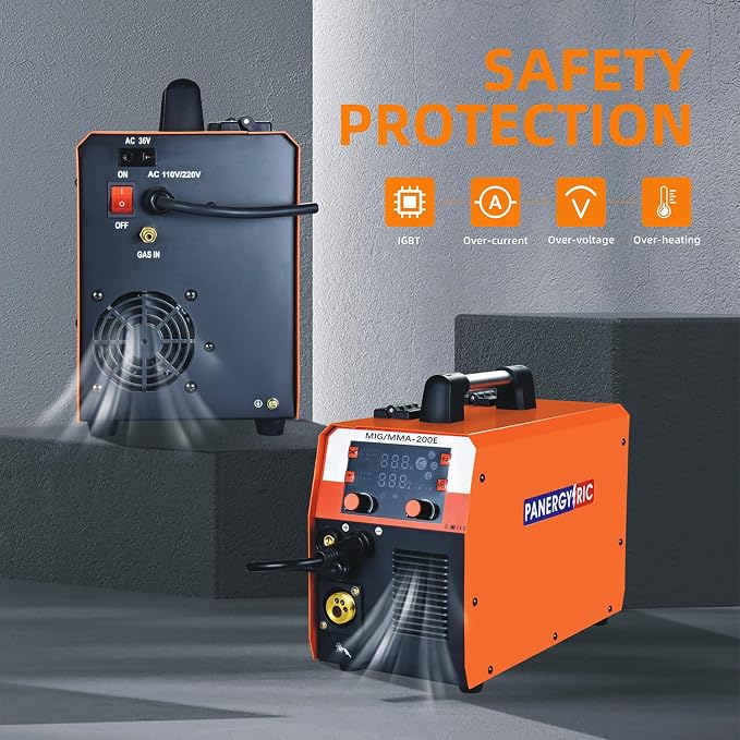 200A Gas Gasless Multiprocess Mig Welder,Flux Cored/MIG/Lift TIG/Stick Welder 4 in 1 Portable Welding Machine,With Synergic Control 110V/220V Dual Voltage Wire Feed Welder