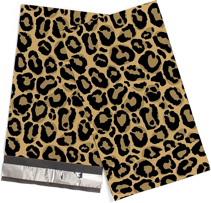 Package Mint Poly Mailers 6 x 9 200 Pack | Waterproof & Tear Resistant Mailing Envelopes for Small Business Supplies | Shipping Bags for Clothes | Cute Shipping Bags for Small Business - Leopard