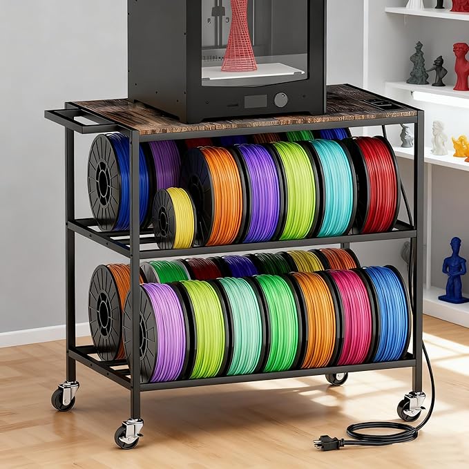 3D Printer Stand with Filaments Storage-Small 3D Printer Table for Consumables Storage,Heavy Duty 3D Printer Cart Desk Suitable for Workshops, Studios and Offices