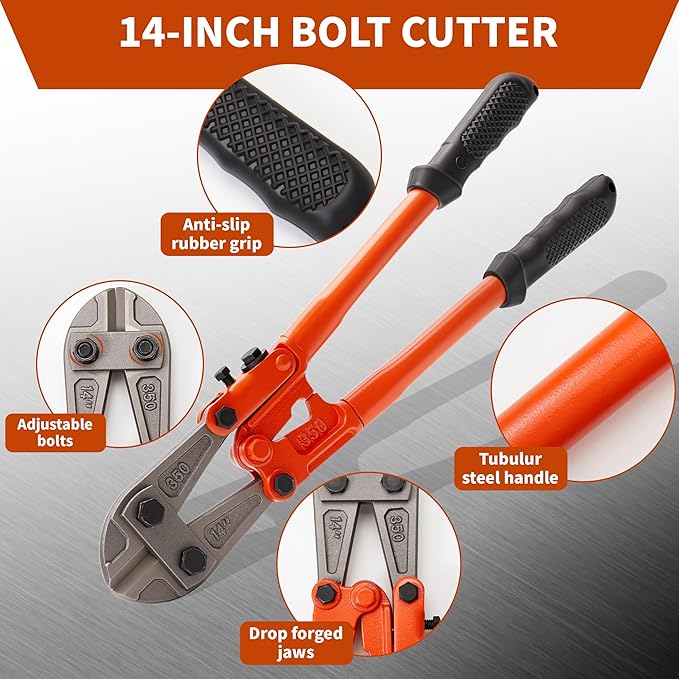 3-Piece Bolt Cutter Set, 14" Wire Cutters Heavy Duty, 8" Mini Bolt Cutters And 7" Cable Cutters With Storage Bag, Suitable For Locks, Steel Wire, Barbed Wire, Chains
