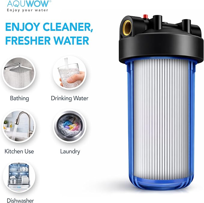 PPL10BB 5 Micron 4.5" x 10" Sediment Pleated Water Filter Set – Big Blue Replacement Cartridges for Whole House Water Filtration Systems Durable Premium Quality (3, 10 x 4.5)