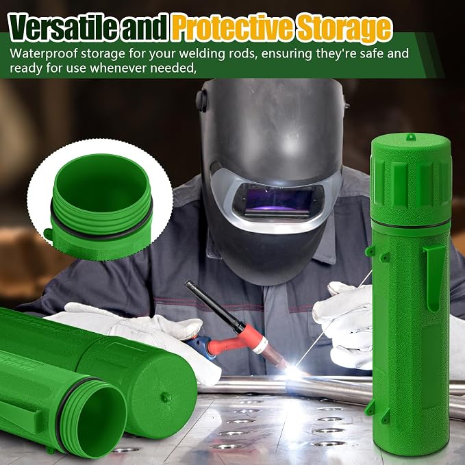 Zonon 4 Pcs Welding Rod Storage Tube 14 Inch Electrode Welding Rod Holder Container Airproof and Waterproof for Canister(Green)