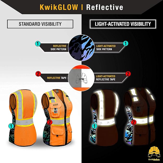KwikSafety TIGER QUEEN Safety Vest for Women [Orange, XL] + TORTOISE Full Brim Hard Hat Bundle