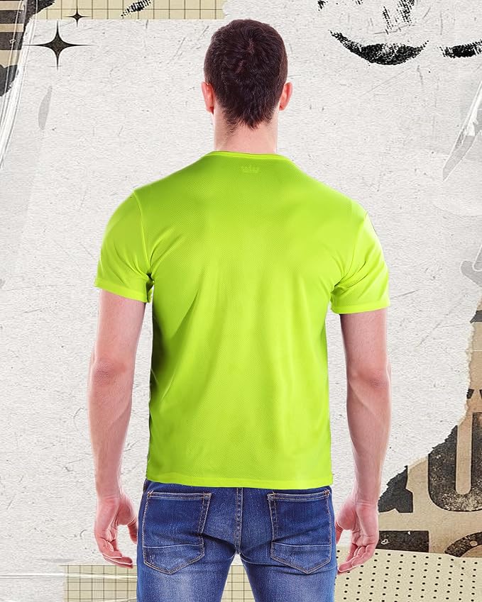 JaGely 24 Pcs Hi Vis T-Shirts for Men Bulk Safety Construction Workwear Unisex Quick Dry Breathable Moisture Wicking Shirts
