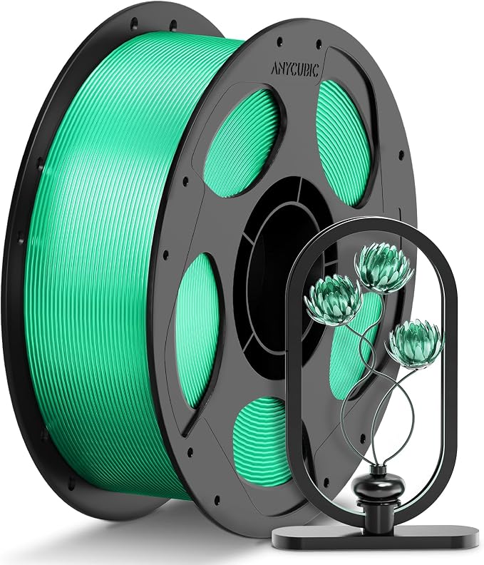 ANYCUBIC PETG Filament 1.75mm, 3D Printer Filament, Translucent and Vibrant, Dimensional Accuracy +/- 0.02mm, Print with Most FDM 3D Printers, 1KG Reusable Spool, Semi-Clear Green