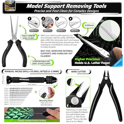 76pcs 3D Printer Tools Kit for Model Finishing/Deburring/Drilling/Polishing, 3D Printer Accessories incl. Flush Cutter, Pilers, Digital Caliper, for Bambu Lab, Flashforge, K2, FDM/SLA Printers etc