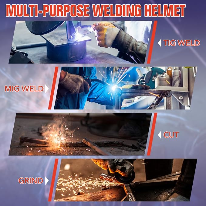 TRQWH Auto Darkening Welding Helmet Large Viewing True Color Solar Powered Welding Hood & Welding Backpack for Men Waterproof Reinforced Bottom Large Capacity