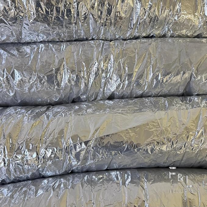 F&L Insulated Flexible HVAC Air Duct 8 10 12 14 Inch – Heavy Duty Flex Ducting for AC Heating Cooling Ventilation Systems, Residential & Commercial Use (12 in 25 FT)