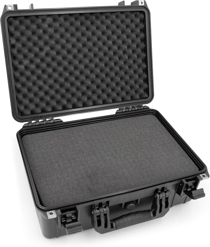 CASEMATIX 18" Waterproof Hard Case with Customizable Foam for Portable Electronics, Tools and Accessories - Hard Shell Plastic Case with Pre-Diced Travel Case Foam Interior