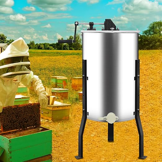 Manual Honey Extractor, 3 Frames Honey Spinner with Ergonomic Handle, Durable & Easy to Clean, Food-Grade Stainless Steel Honey Separator Equipment for Beekeeping Starter, Small-Scalez Apiary
