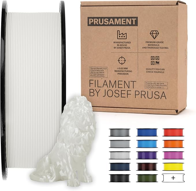 Prusament Premium PLA Pearl White 1.75mm 970g 3D Printer Filament | PLA filament with ±0.02 mm precision, low warping, and reliable, tangle-free printing for beginners and professionals.