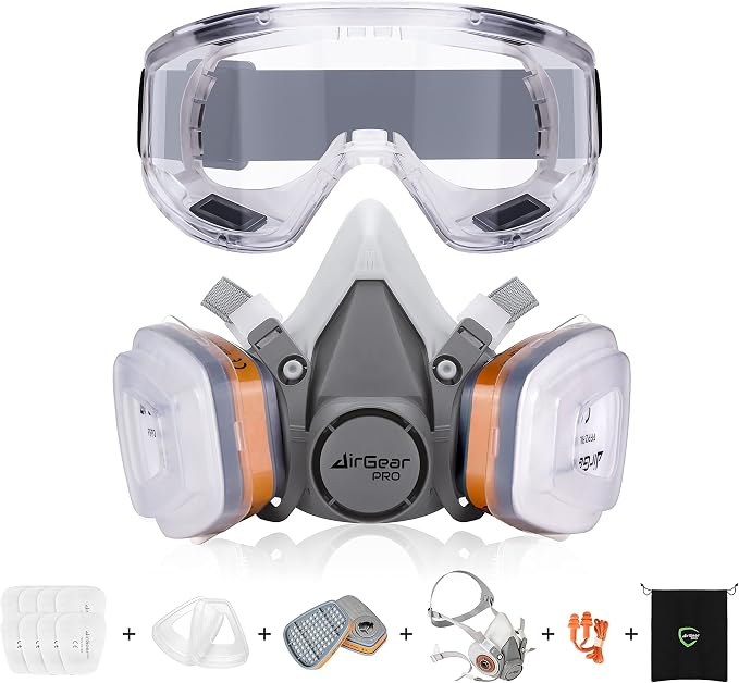 AirGearPro G-500 Reusable Respirator Mask with A1P2 Filters | Anti-Dust | Mask Ideal for Painting, Woodworking, Construction, Sanding, Spraying, DIY etc