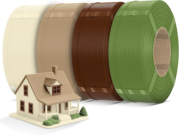 Inslogic Pre-Dried 4kg PLA Pro Filament Refill Bundle, Strong & Tough PLA Pro 3D Printer Filament, Compatible with Sunlu & Bambu Spool, 4×1kg Refill (Bone White+Wood-Like+Brown+Olive Green)