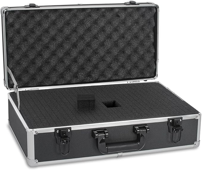 20 Inch Hard Carrying Case Ideal for Wireless Mic System Storage & Camera Gear Transportation, Aluminum Alloy Sturdy Build, Customizable Pre-Diced Foam, Black