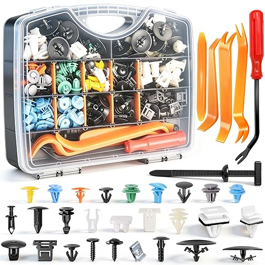 mxuteuk 285PCS Automotive Plastic Fasteners & Bumper Clips, 26 Size Car Retainer Fender Nylon Rivets with Cable Ties & Removal Tool Compatible with Honda and Acura