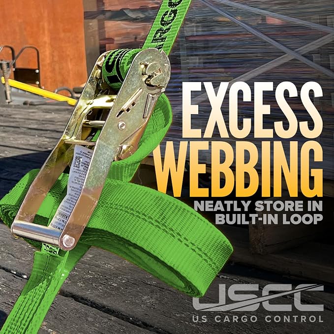 US Cargo Control Wire Hook Ratchet Straps 2 Inch x 30 Foot (4-Pack), 10,000 LBS Break Strength, Ratchet Straps Heavy Duty with Double J Hooks, Green Cargo Tie Downs for Flatbed Trailers and Trucks