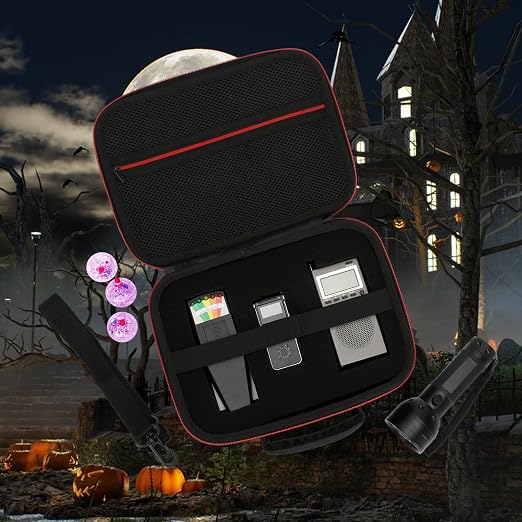 8 Pcs Ghost Hunting Kit with 1 EMF Meter,1 EVP Recorder,1 Spirit Box,1 UV Light,3 LED Light up Cat Balls & 1 Carrying Case