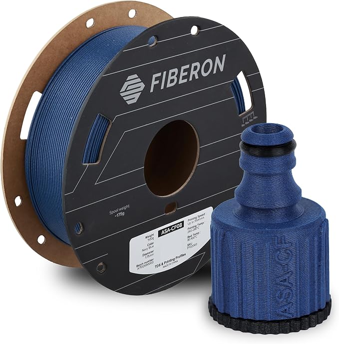 Polymaker Fiberon ASA-CF08 Navy Blue Carbon Fiber 3D Printing Filament 1.75mm 0.5KG, UV & Weather Resistant, High Rigidity, Heat Resistant, Easy to Print, Functional Parts & Prototypes