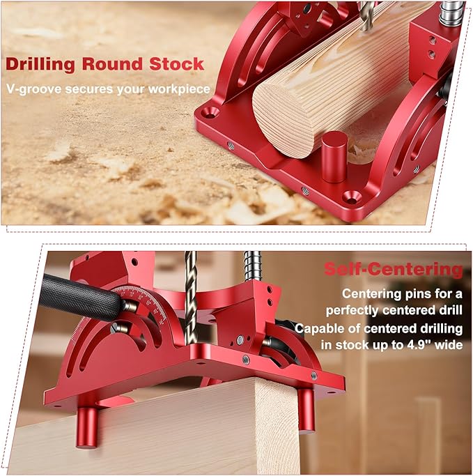 Portable Drill Guide for Drilling Precision Angled or Straight Holes, 0° to 60° Angle Drill Jig Attachment with Guide Rod, Drill Press Adapter for Hand Drill, Portable Drill Press with 1/2" Chuck