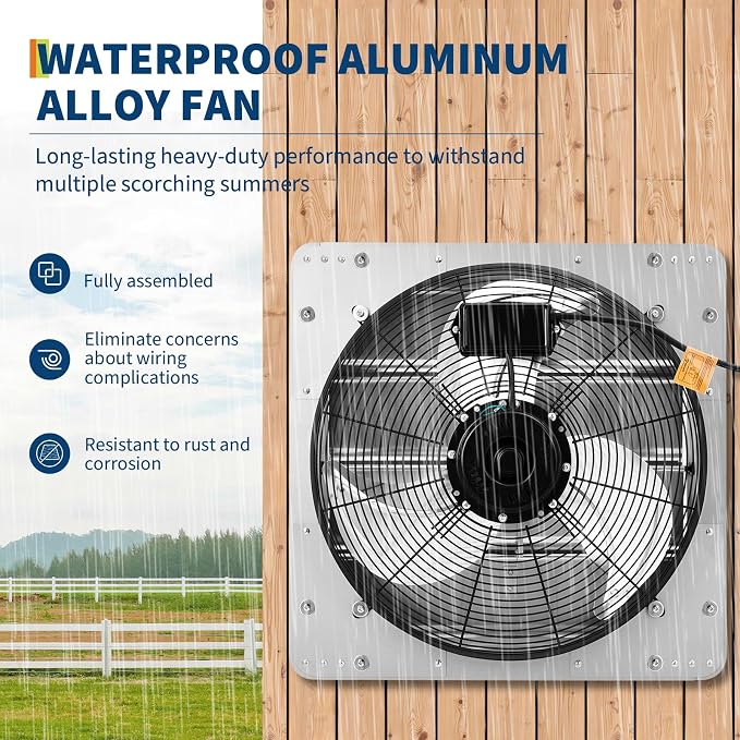 CuisinSmart 18 Inch Automatic Shutter Exhaust Fan Wall Mount, 2200 CFM High Speed Ventilation Fan with Quiet 1500 RPM Motor for Attic, Garage, Greenhouse & Shed
