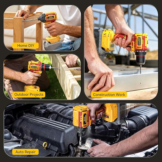 Cordless Brushless Drill Driver and Impact Driver Combo Kit Compatible with DeWalt 20V Battery(Tool Only), DIYtoolifz Brushless Power Tool Combo Set, High Torque, Compact Lightweight, 9 Bits