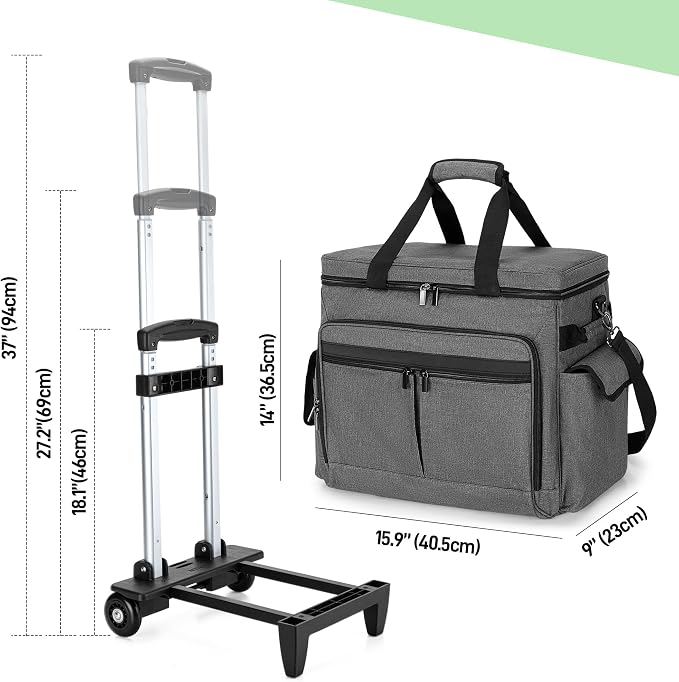 Trunab Rolling Teacher Bag with Wheels, Grey | Expandable File Pocket, Detachable Trolley, Up to 15.6 Inches Laptop, Patented Design