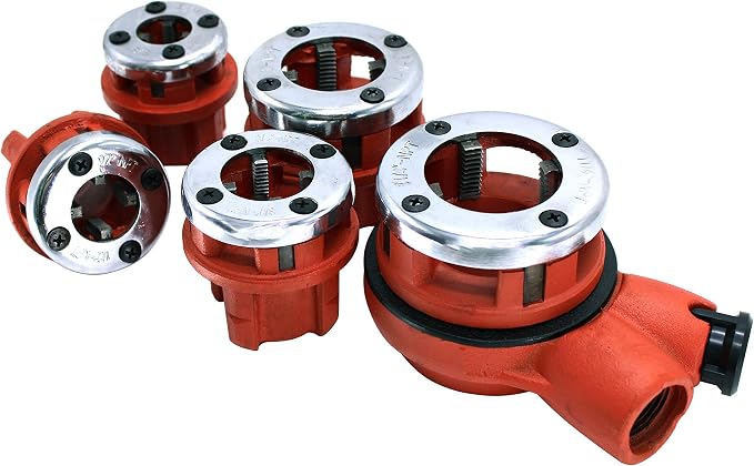 HFS(R Ratchet Pipe Threader Kit - Ratcheting Pipe Threading Tool Set with 5 Dies 3/8", 1/2", 3/4", 1", 1-1/4"