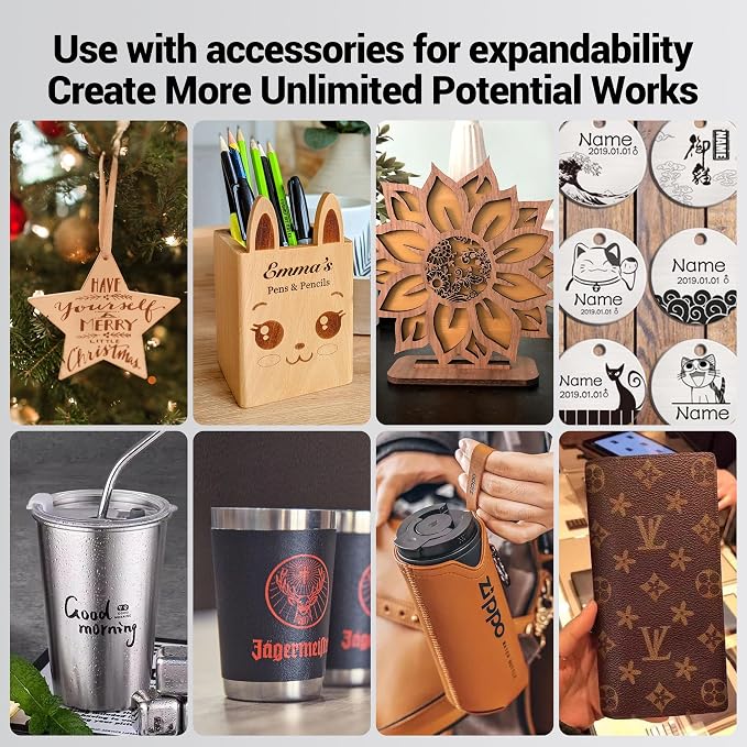 WIZMAKER Wand MINI 3.5W Laser Engraver, Beginner DIY Wood, Leather, Paper, MDF, Acrylic Engraving Machine, 135×145mm, WiFi/USB/Hotspot, LaserGRBL 3500mW