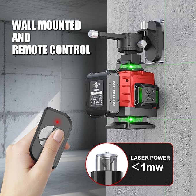 Weiddw laser level Self Leveling 16 Lines 4×360° for Picture Hanging and Construction, High-capacity Lithium Battery
