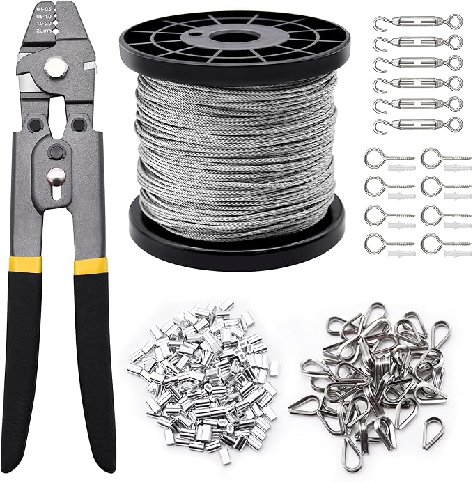 328ft 1/16" Wire Rope Set | for Railing, Decking, Hanging
