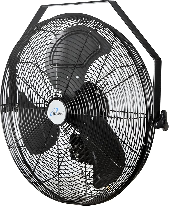iLiving 20 Inch Industrial Wall Mount Fan, 4750 CFM High Velocity, Outdoor Rated, 3-Speed, UL Listed for Garage, Patio, Warehouse, Barn, and Commercial Use