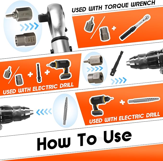 40 Pcs Screw Extractor Set, 2-in-1 Hex Head Multi-Spline Lug Nut Remover, 3/8 Inch Drive Easy Out Bolt Extractor Set for Removing Stripped, Rounded, Damaged, Broken Studs Bolts Screws