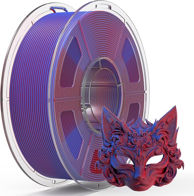 iSANMATE Matte Dual Color PLA Filament 30-300mm/s 2-in-1 Color Rainbow Filament Fast Color Change Filament by Angle 3D Printing Filament 1.75MM 1KG Fit for Bambu Lab 3D Printers,AMS,AMSLite(Red Blue)