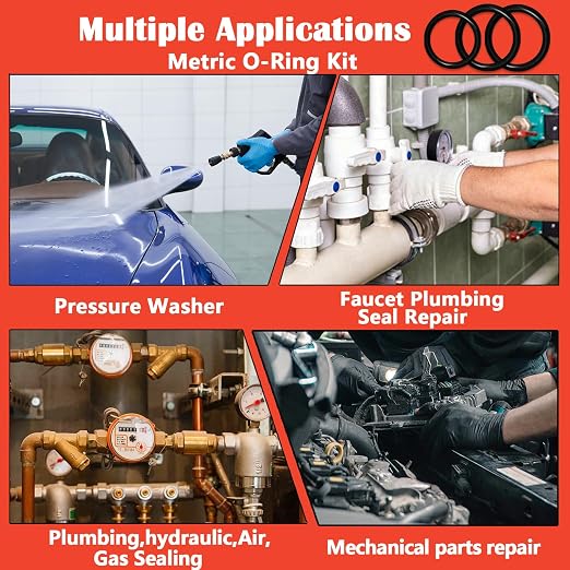 XBVV 419 PCS Universal Metric O-Ring Kit，32 Sizes Buna-N 70A Rubber O Ring Assortment Set for Various Car Auto Faucet Plumbing Pressure Washer Air or Gas Sealing Repair Resist Oil and Heat