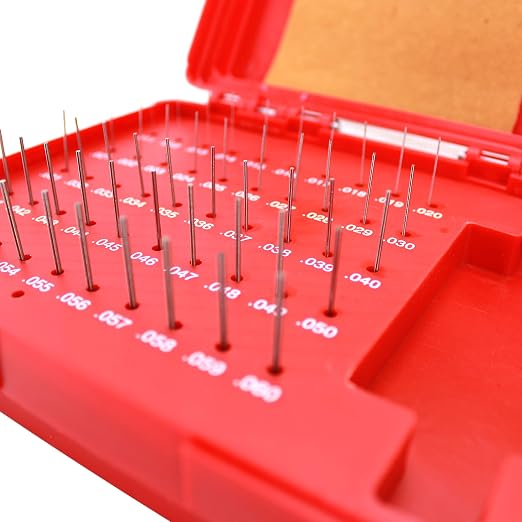 HFS(R) Pin Gage Set M0 Plus Steel Gauge with Storage Case for Carpenters and Home Improvement 50 PCS 0.011-0.060"