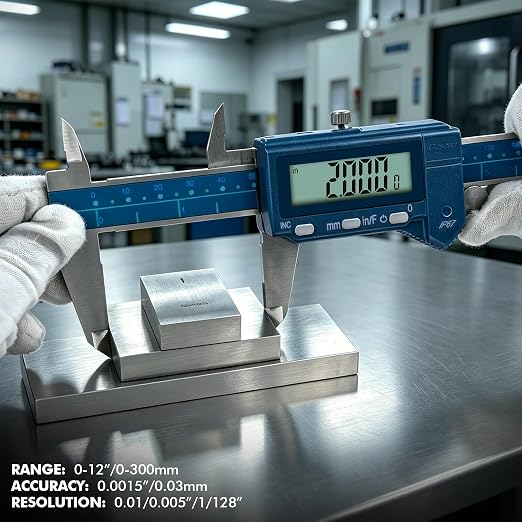 Dasqua 12”/300mm ±0.03mm/0.0015" Precision, IP67 Digital Caliper, Stainless Steel, Coolant-Proof, Inch/mm Conversion, Large LCD Display, Protective Case