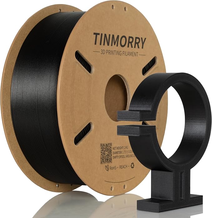 TINMORRY Carbon Fiber PETG Filament 1.75 mm, High Rigidity & Strength PETG CF 3D Printer Filament, Compatible with Most FDM 3D Printers, 2 KG 1 Spool, Black
