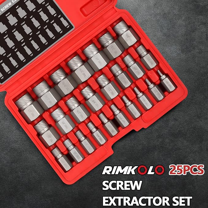25-Piece Screw Extractor Set, Multi-spline Easy Out Extractors CR-MO Bolt Remover for Removing Broken Studs, Bolts, Socket Screws
