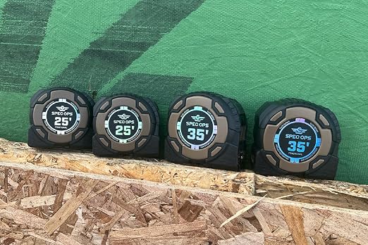 Spec Ops Tools Elite Series Tape Measure for Measuring & Layout, 1 1/4" Double-Sided Blade, Heavy Duty Military-Grade Composite Case, 25 Foot Magnetic + Fractional