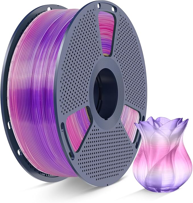 SUNLU Transparent Rainbow PLA Filament 1.75mm, Multicolor Gradient 3D Filament, Neatly Wound 3D Printing Filament, Dimensional Accuracy +/-0.02mm, 1KG Spool(2.2 lbs), Transparent Rainbow PLA 03