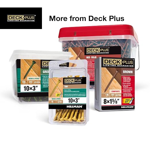 Deck Plus 2 Inch Epoxy Coated Exterior Wood and Fence Screws #8 x 2 Torx/Star Drive Included Coarse Thread, Outdoor Rust Resistant Decking Screw, Red, 50 Pieces | 42598