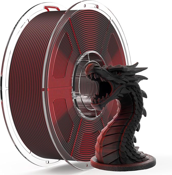 iSANMATE Matte Dual Color PLA Filament 30-300mm/s 2-in-1 Color Rainbow Filament Fast Color Change Filament by Angle 3D Printing Filament 1.75MM 1KG Fit for Bambu Lab 3D Printers,AMS,AMSLite(Black Red)