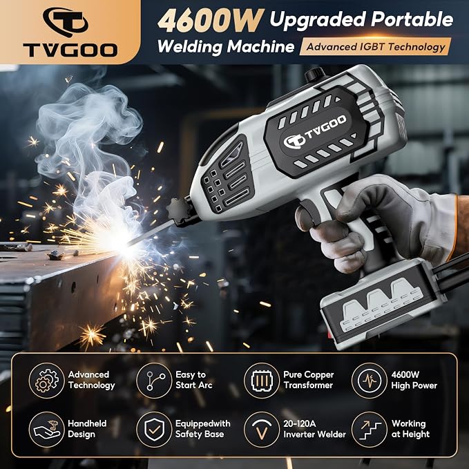 Portable Handheld Welding Machine - 110V IGBT Inverter Handheld Welder, 20-120A ARC Adjustable Current, Hot Start & Anti-Stick for 3/32"-1/8" Welding Rods(Grey)