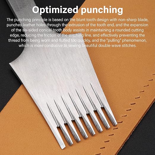 WUTA Leather Chisel All-Polished Die-Steel Puncher French Style Pricking Iron Sharp Leather Punching Tool Kits